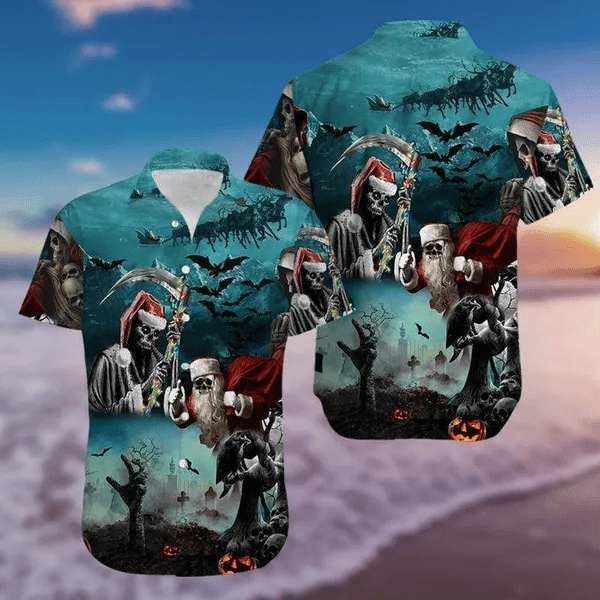 Christmas Santa Claus Skull Hawaiian Shirt