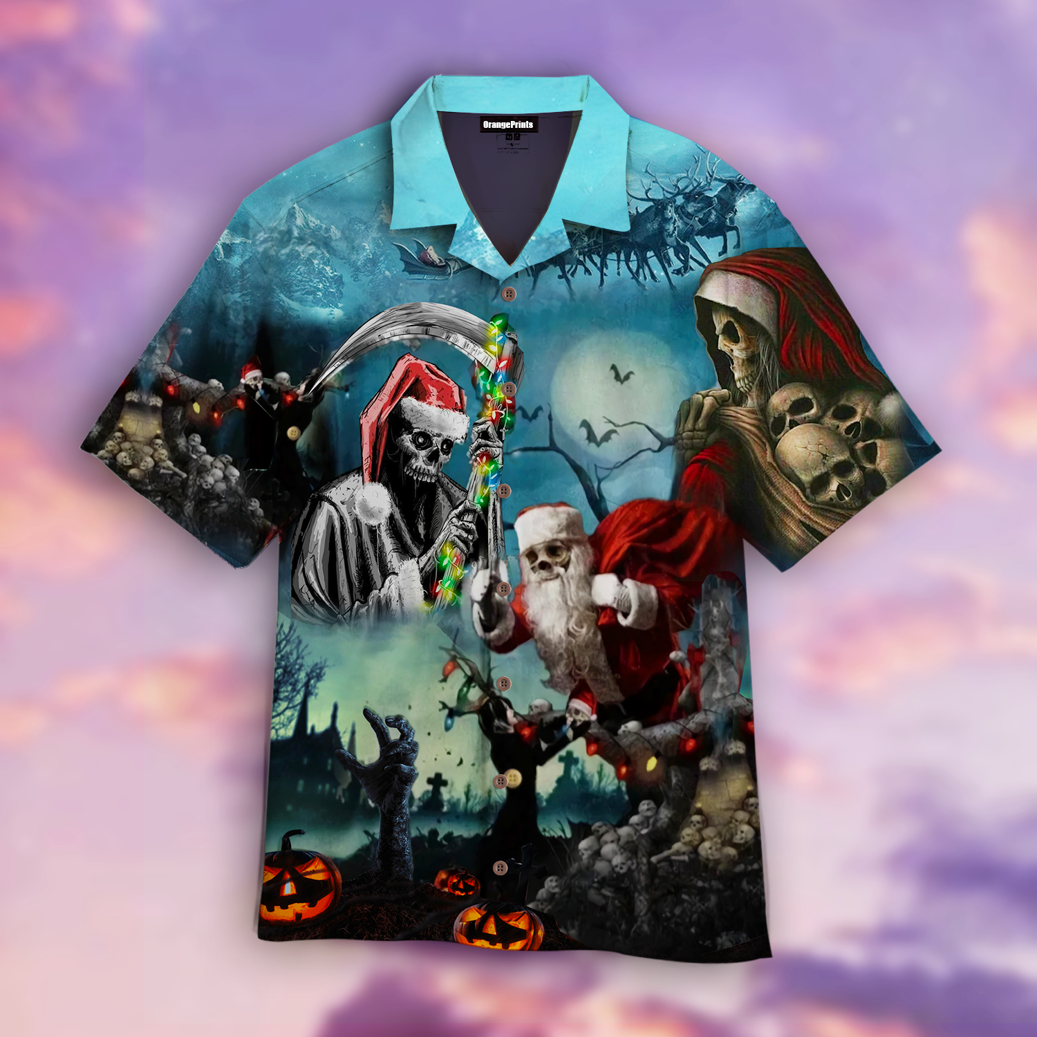 Christmas Santa Claus Skull Hawaiian Shirt