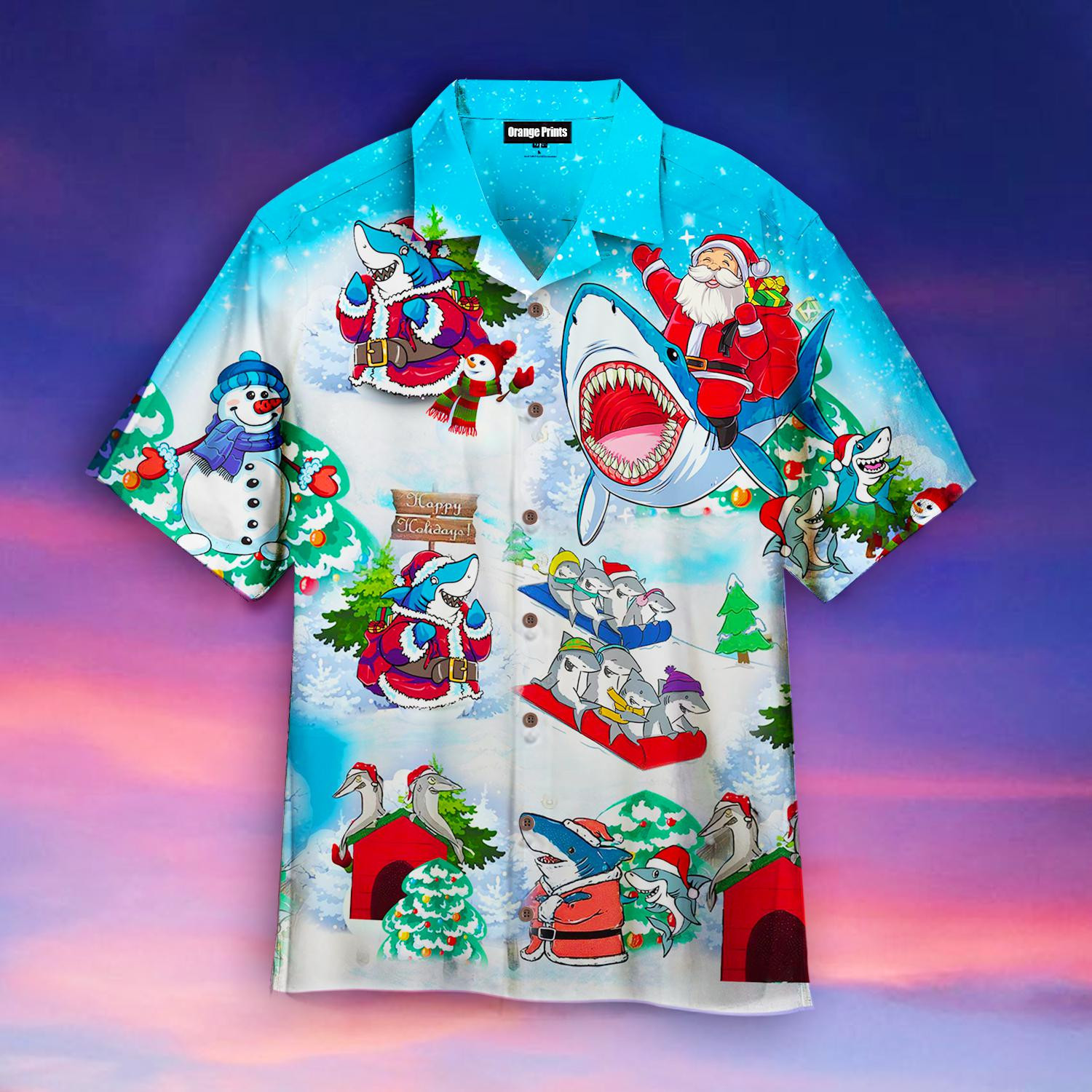 Christmas Shark Hawaiian Shirt