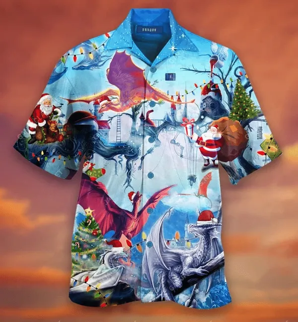 Christmas With Happy Dragons Hawaiian Shirt