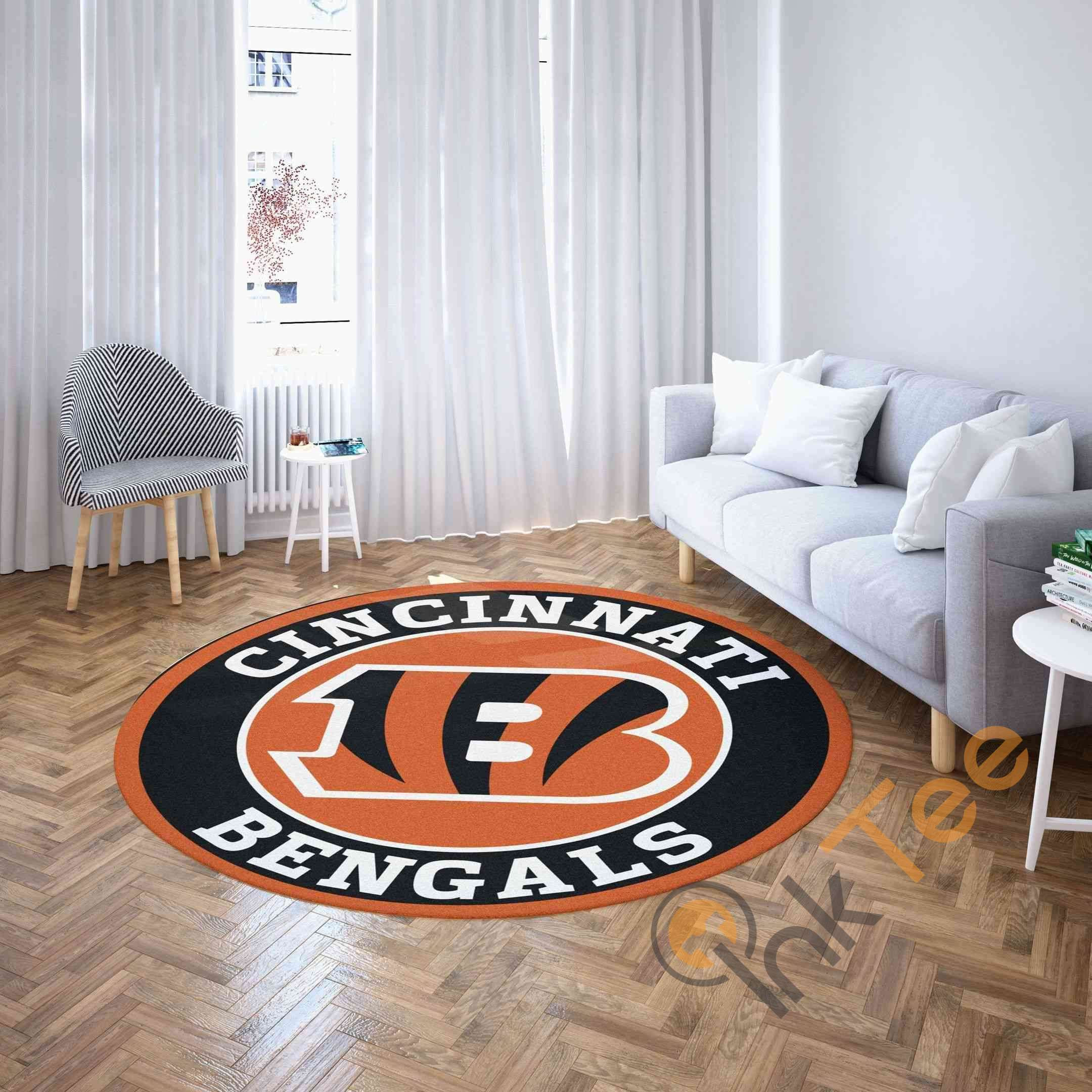 Cincinnati Bengals Round Rug Carpet Bedroom Livingroom Home Decor
