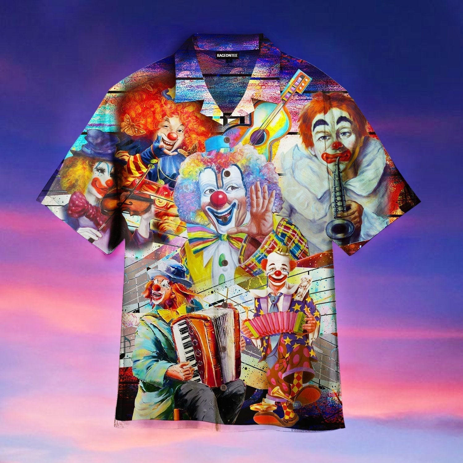 Circus Clowns Musician Player Halloween Hawaiian Shirt