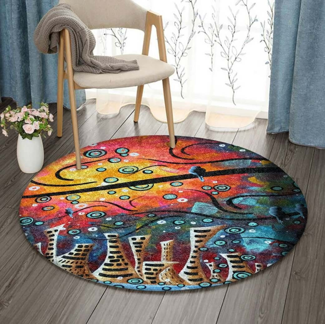 City Snow Round Rug Carpet Bedroom Livingroom Home Decor