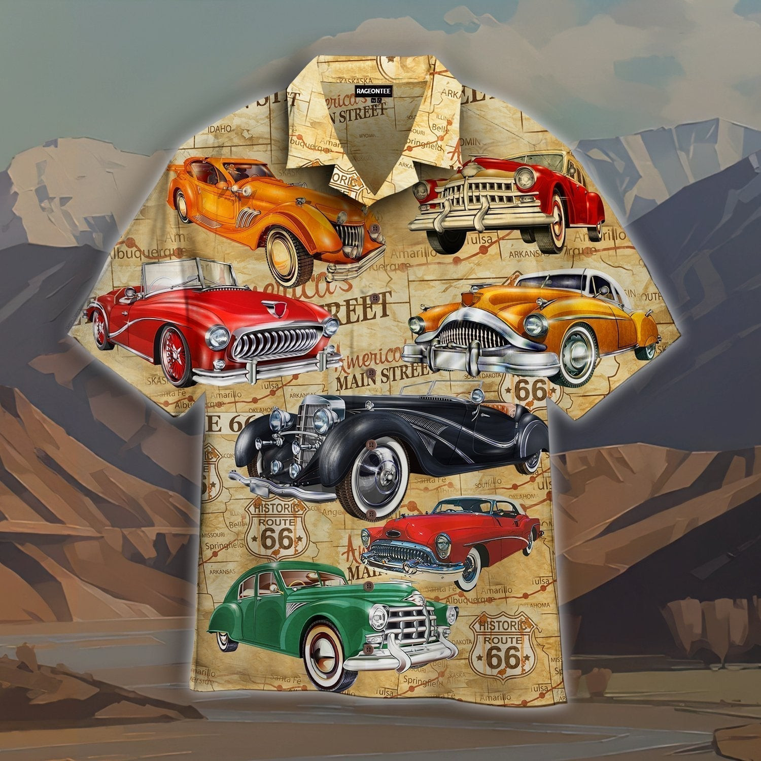 Classic Cars In The City Hawaiian Shirt