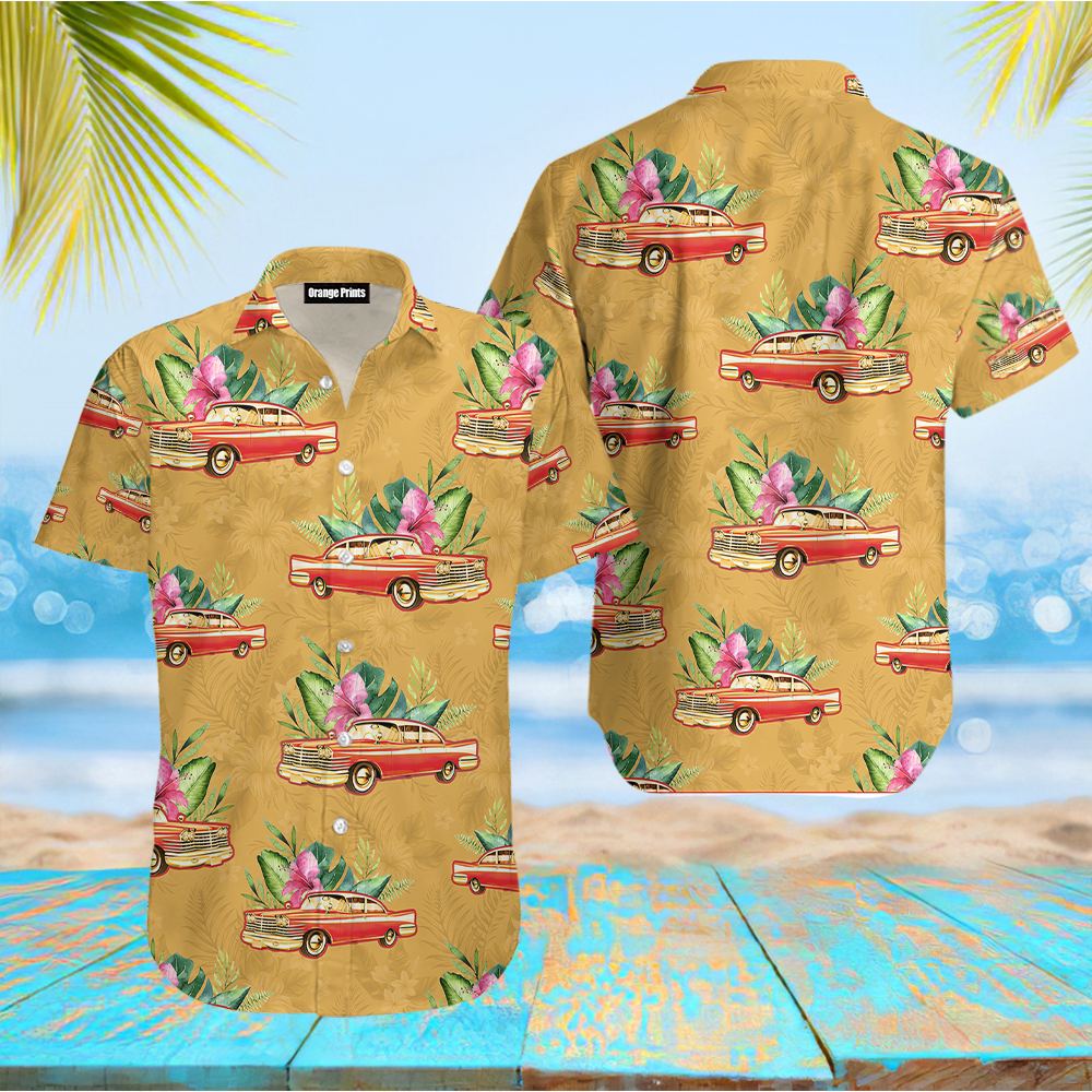 Classic Red Car Vintage Hawaiian Shirt