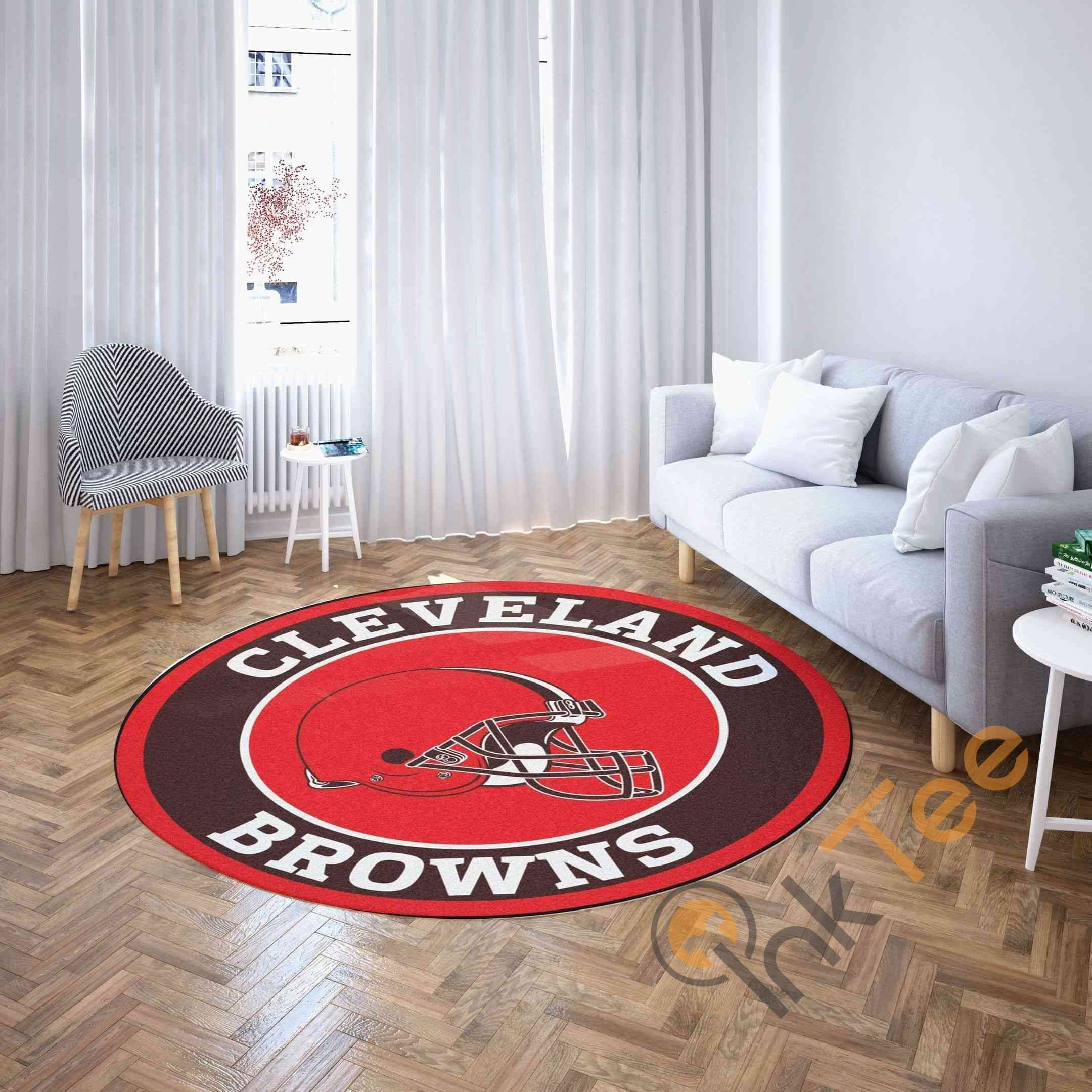 Cleveland Browns Round Rug Carpet Bedroom Livingroom Home Decor