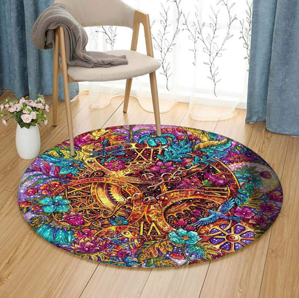 Clock Limited Edition Round Rug Carpet Bedroom Livingroom Home Decor