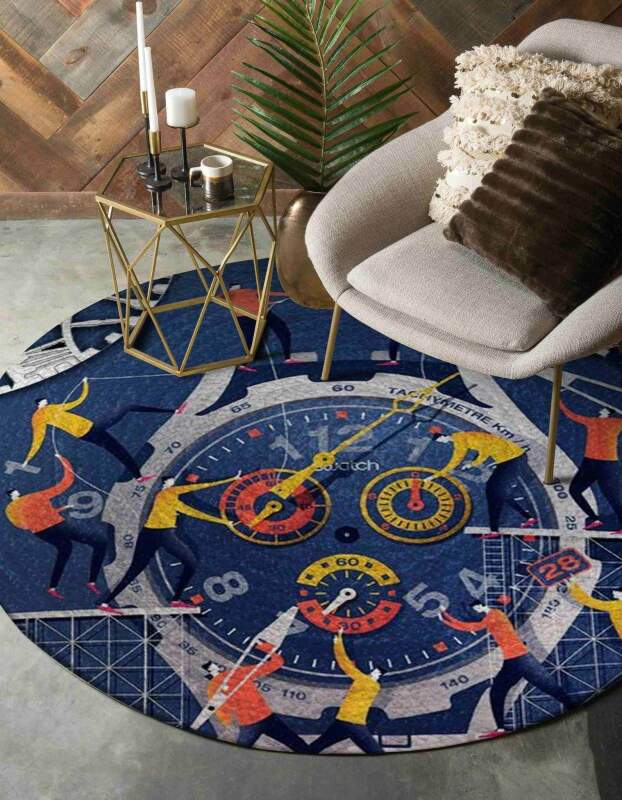 Clock Limited Edition Round Rug Carpet Bedroom Livingroom Home Decor