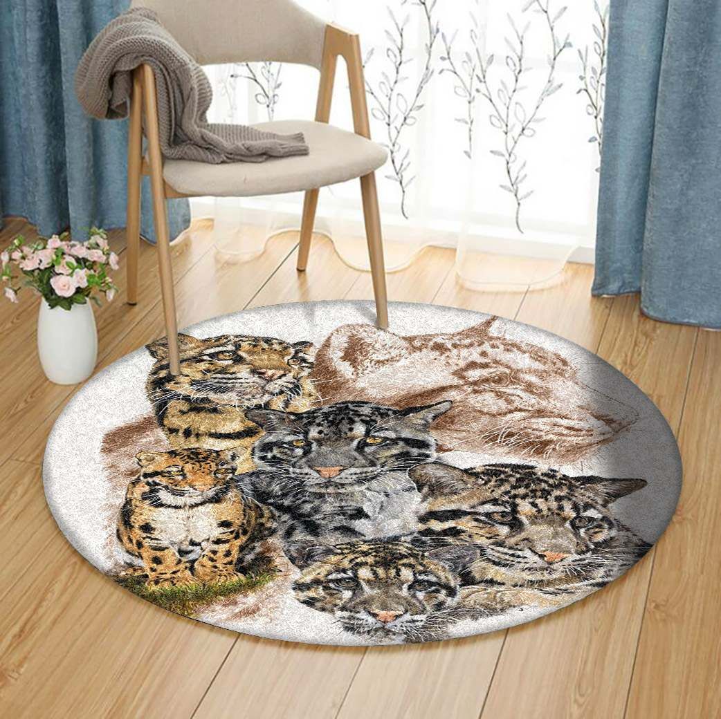 Clouded Leopard Round Rug Carpet Bedroom Livingroom Home Decor