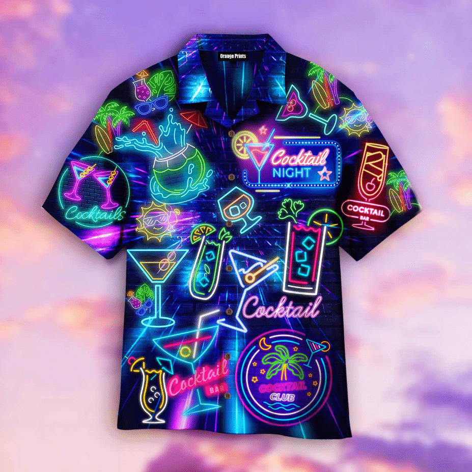Cocktail Night Neon Hawaiian Shirt