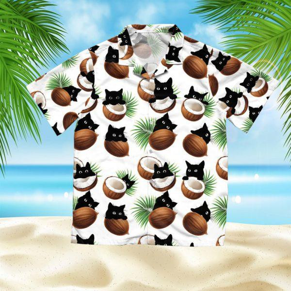 Coconut And Cat Summer Vacation Hawaiian Shirt
