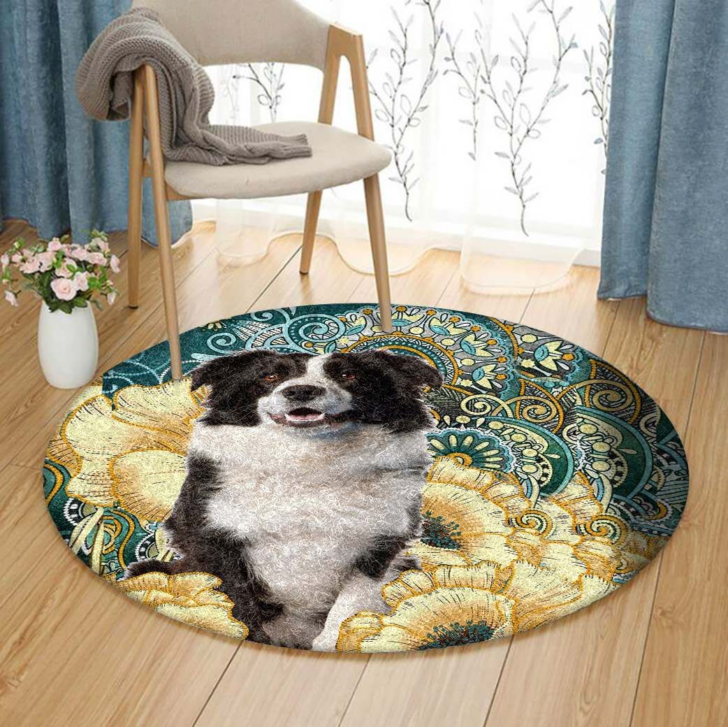 Collie Round Rug Carpet Bedroom Livingroom Home Decor
