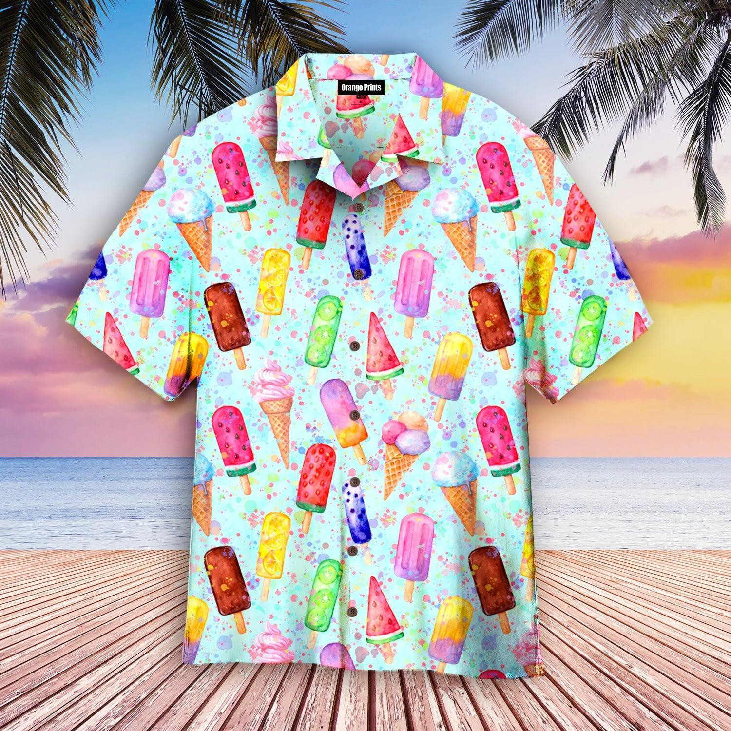 Color Ice Cream Cone Pattern Hawaiian Shirt