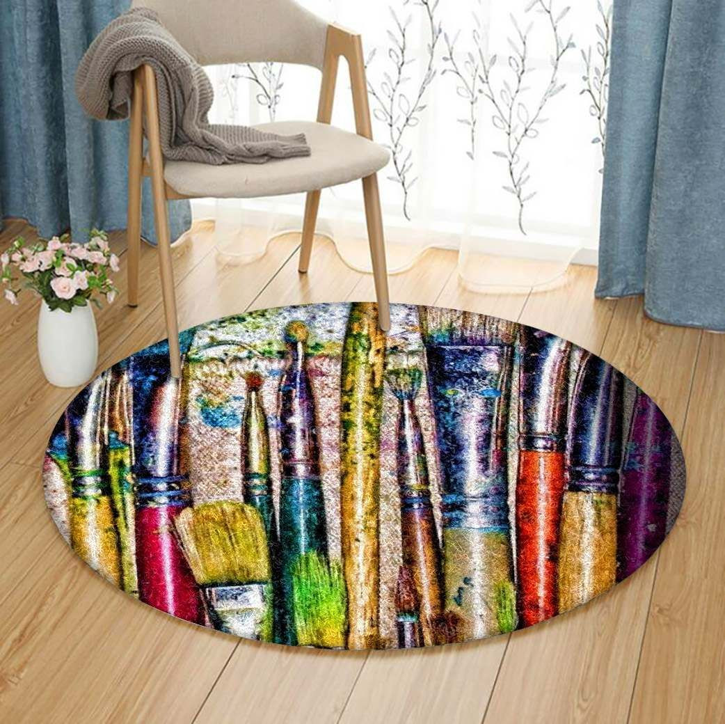 Color Pen Drawing Round Rug Carpet Bedroom Livingroom Home Decor