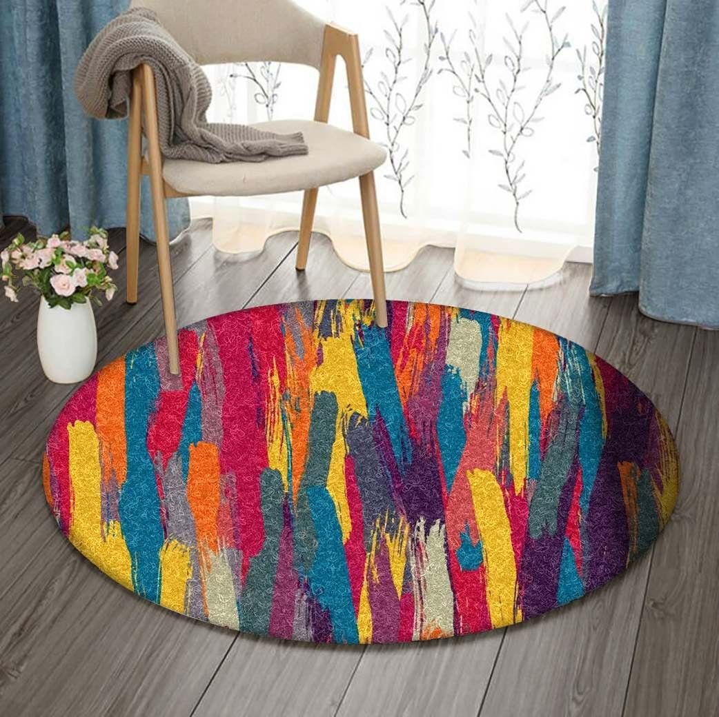 Color Round Rug Carpet Bedroom Livingroom Home Decor