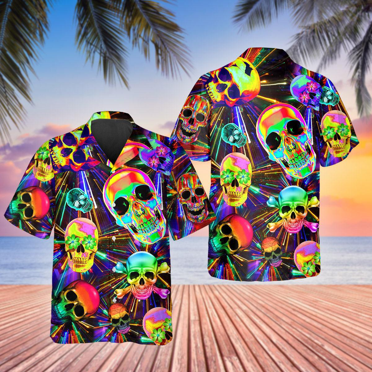 Color Summer Vibes Skull Hawaiian Shirt