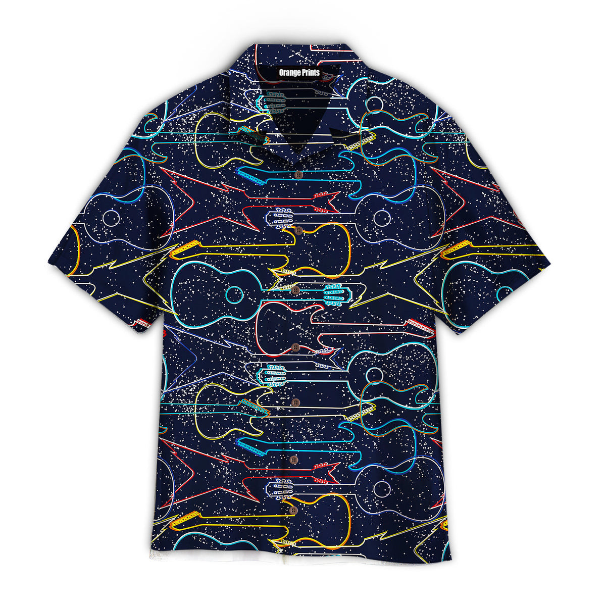 Colorful Acoustic And Electric Guitars Hawaiian Shirt