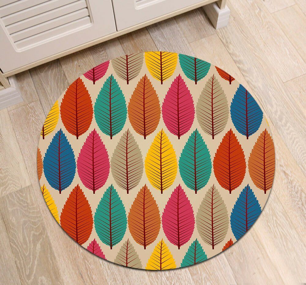 Colorful Autumn Tree Leaves Round Rug Carpet Bedroom Livingroom Home Decor