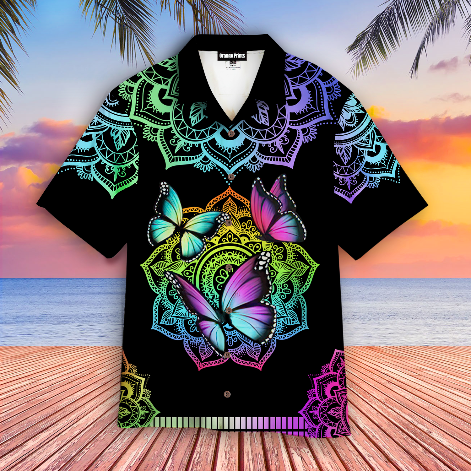 Colorful Butterfly Mandala Hawaiian Shirt