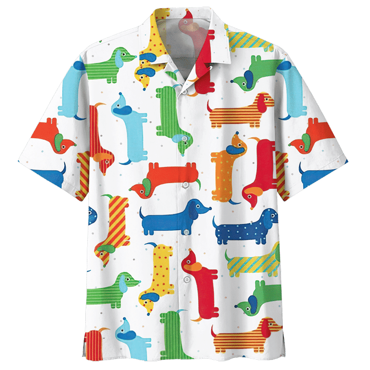 Colorful Dachshund So Cute Unisex Hawaiian Shirt