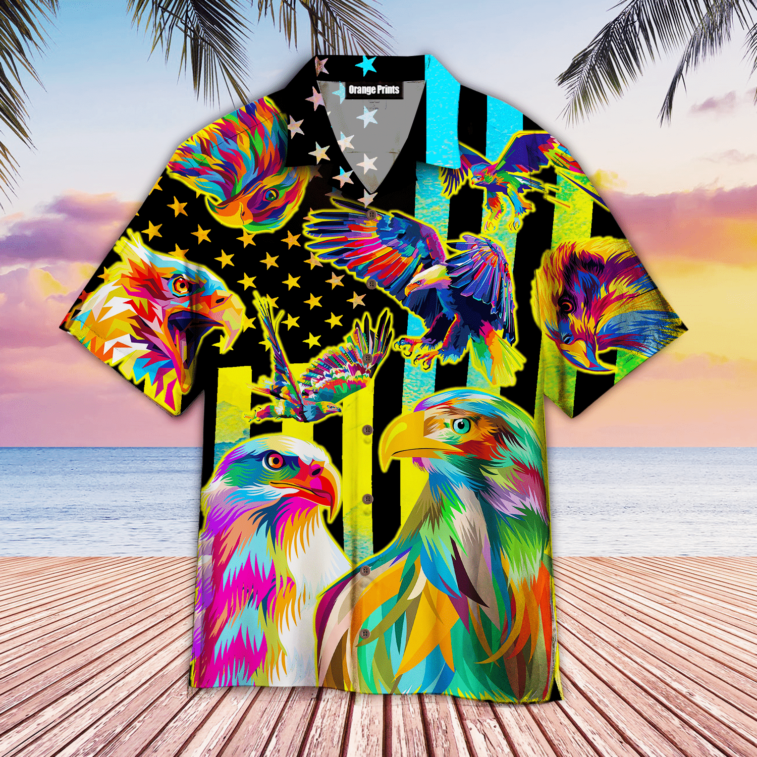 Colorful Eagle Memorial Day Hawaiian Shirt