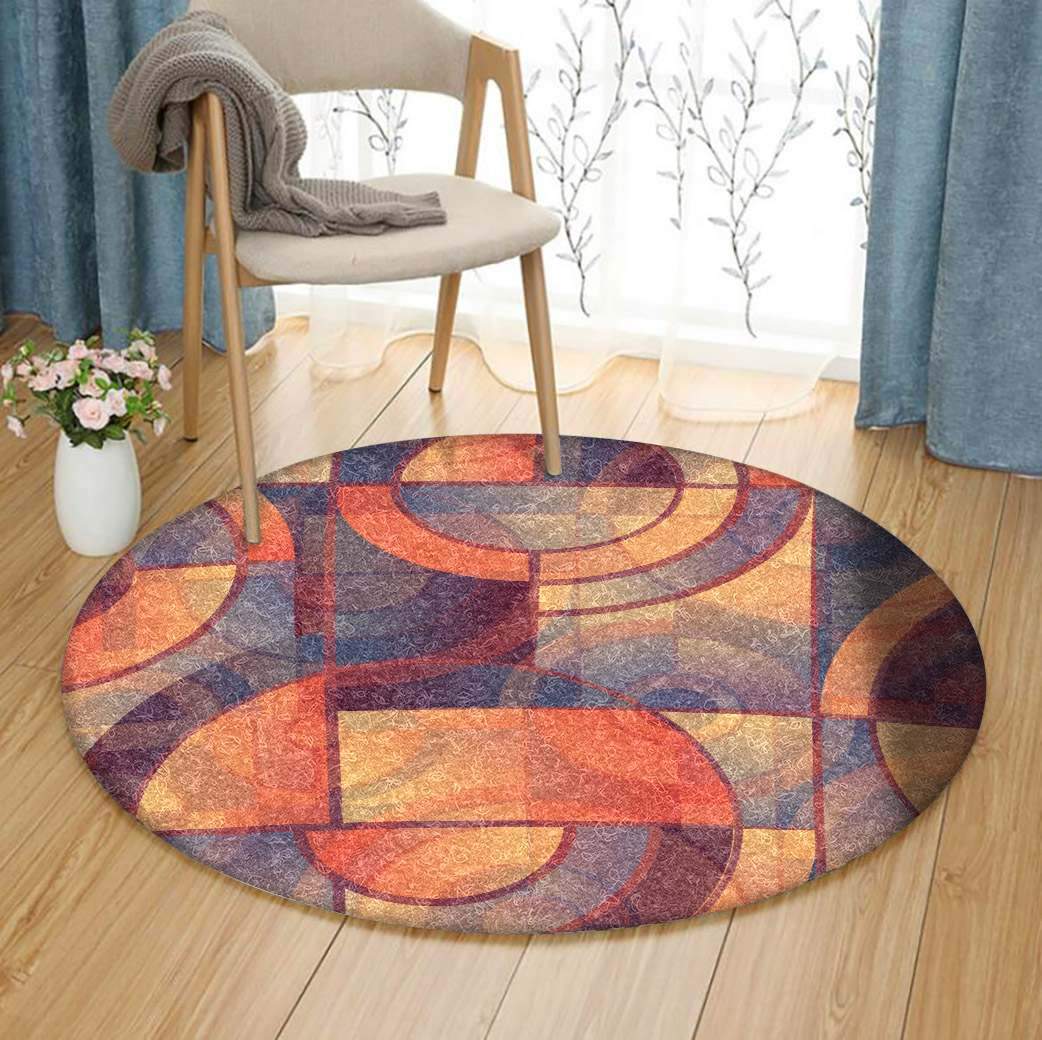Colorful Geometric Limited Edition Round Rug Carpet Bedroom Livingroom Home Decor
