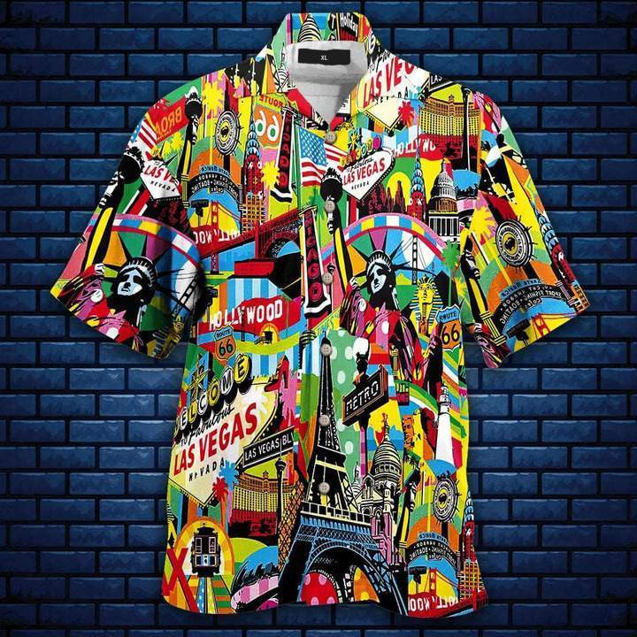 Colorful Las Vegas City American Hawaiian Shirt