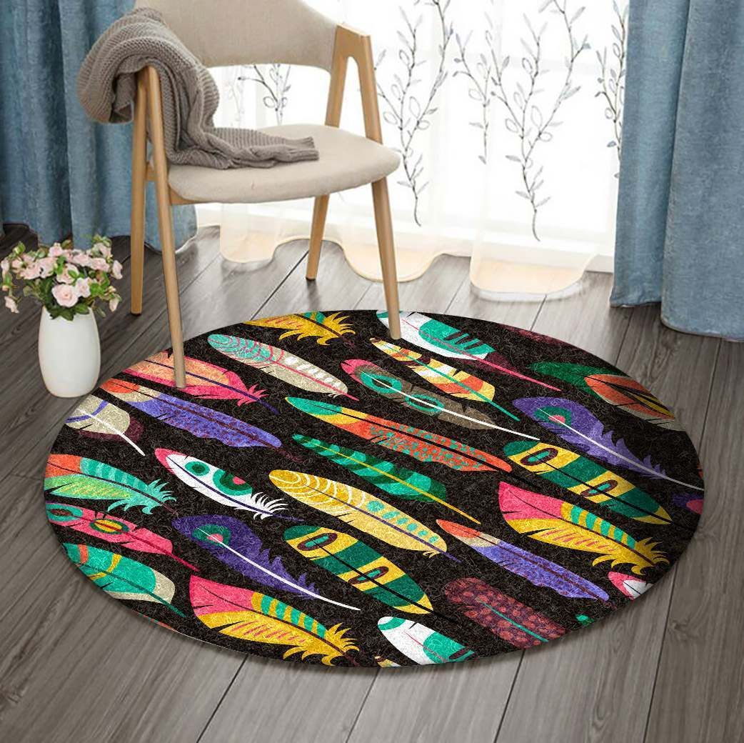 Colorful Oblique Round Rug Carpet Bedroom Livingroom Home Decor