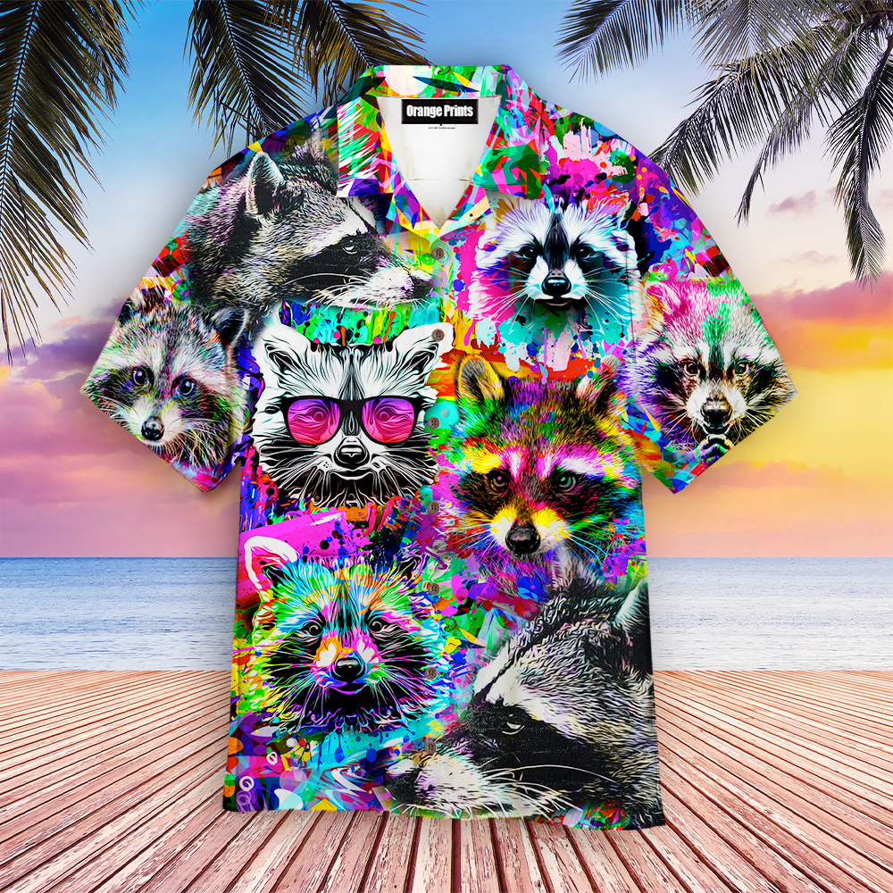Colorful Raccoon Hawaiian Shirt