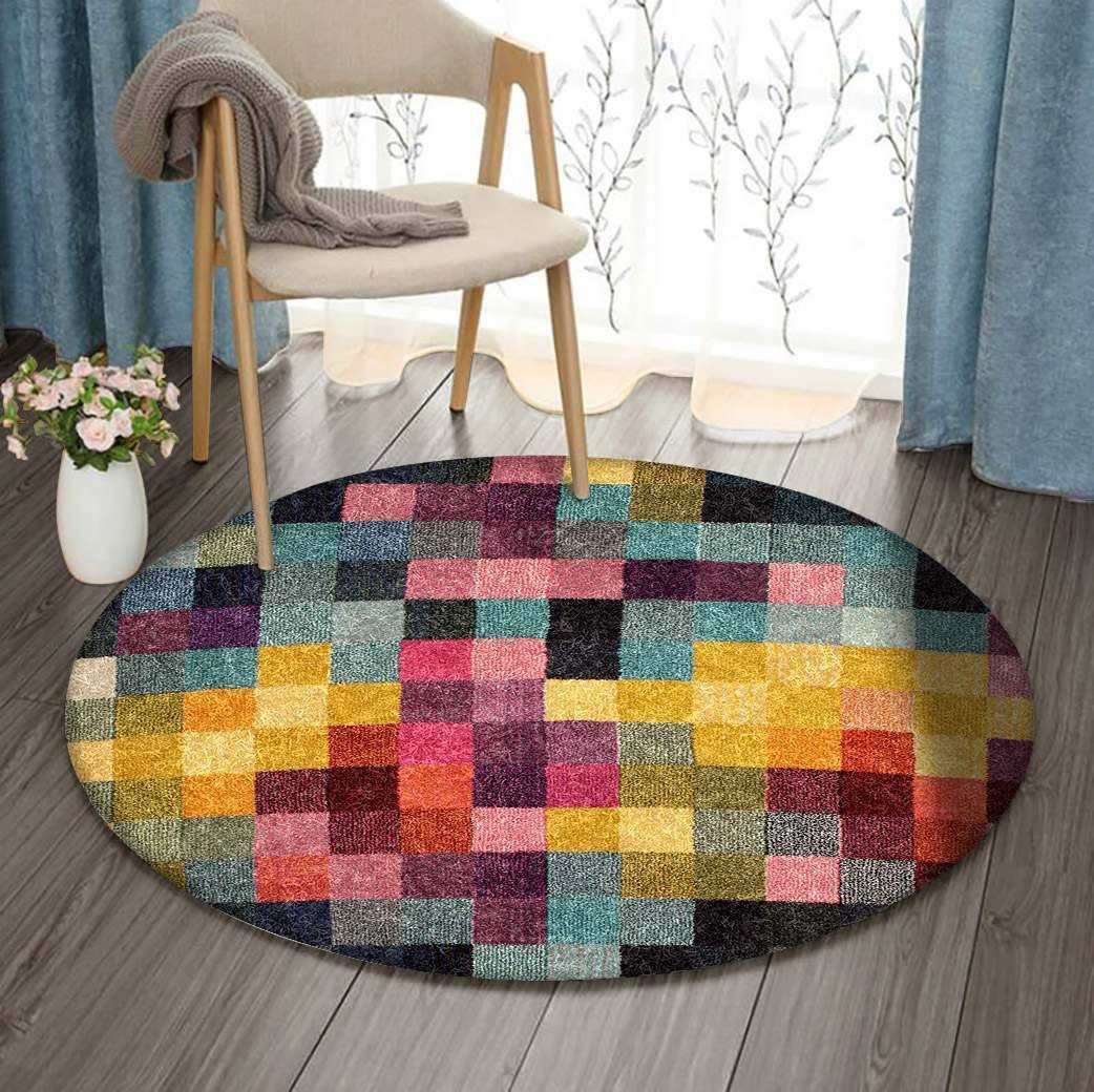 Colorful Round Rug Carpet Bedroom Livingroom Home Decor