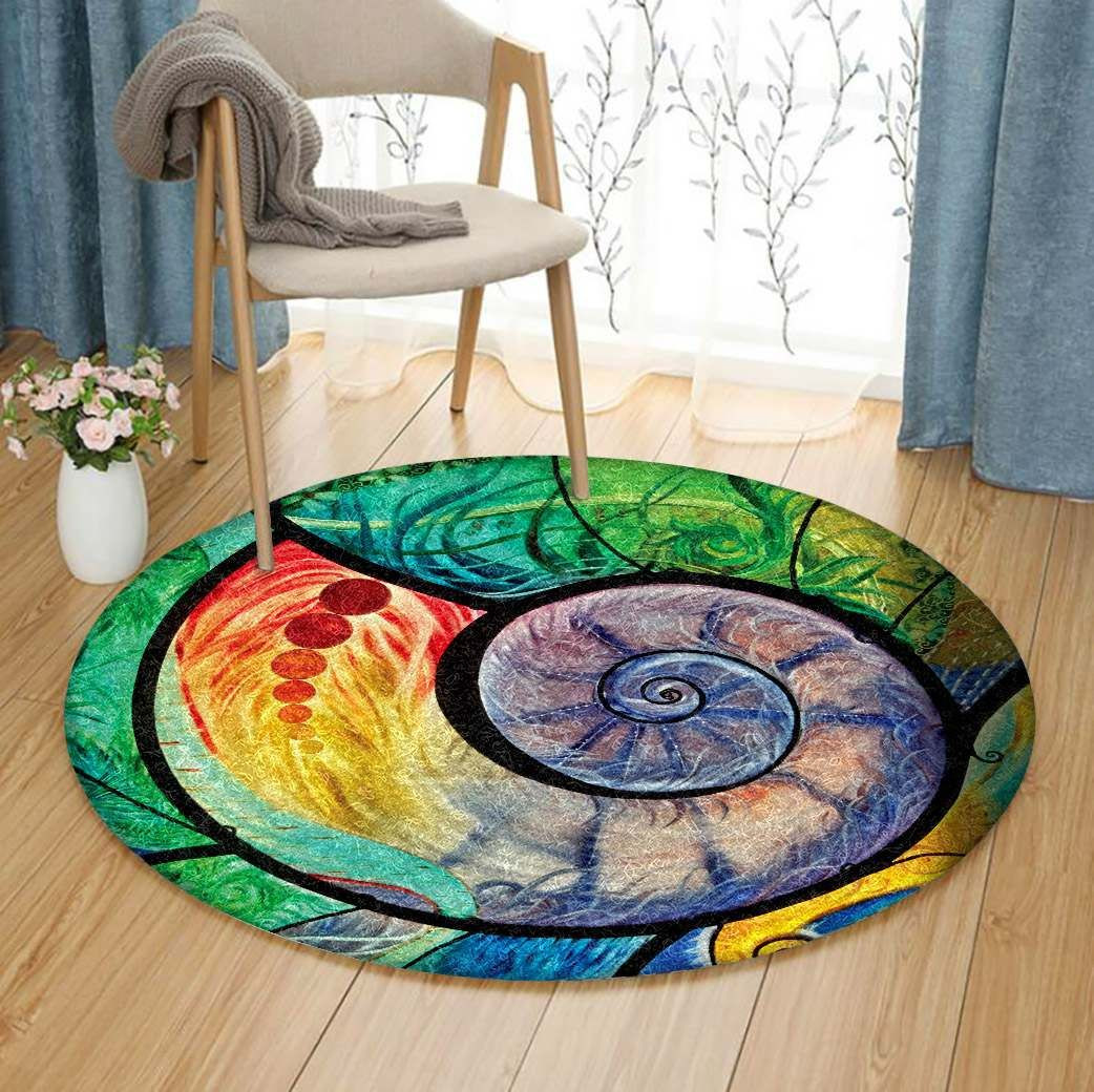 Colorful Seashell Round Rug Carpet Bedroom Livingroom Home Decor