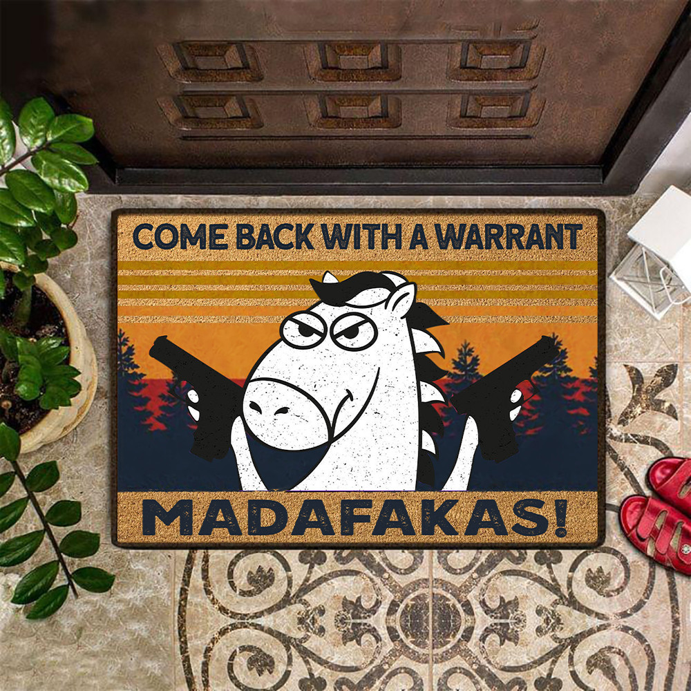 Come Back With A Warrant Rubber Doormat Funny Horse Front Door Mats Home Decor