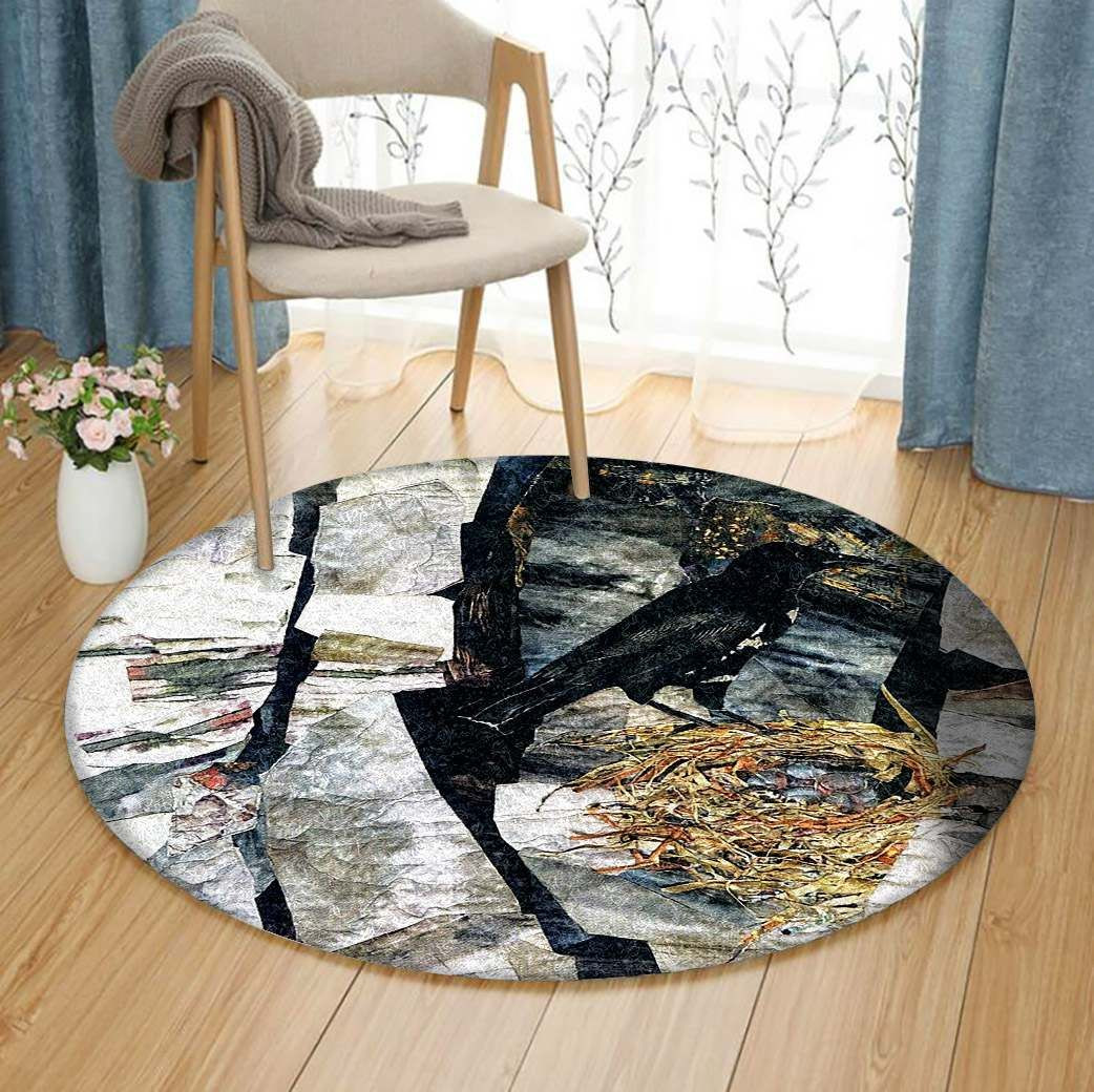 Common Raven Round Rug Carpet Bedroom Livingroom Home Decor