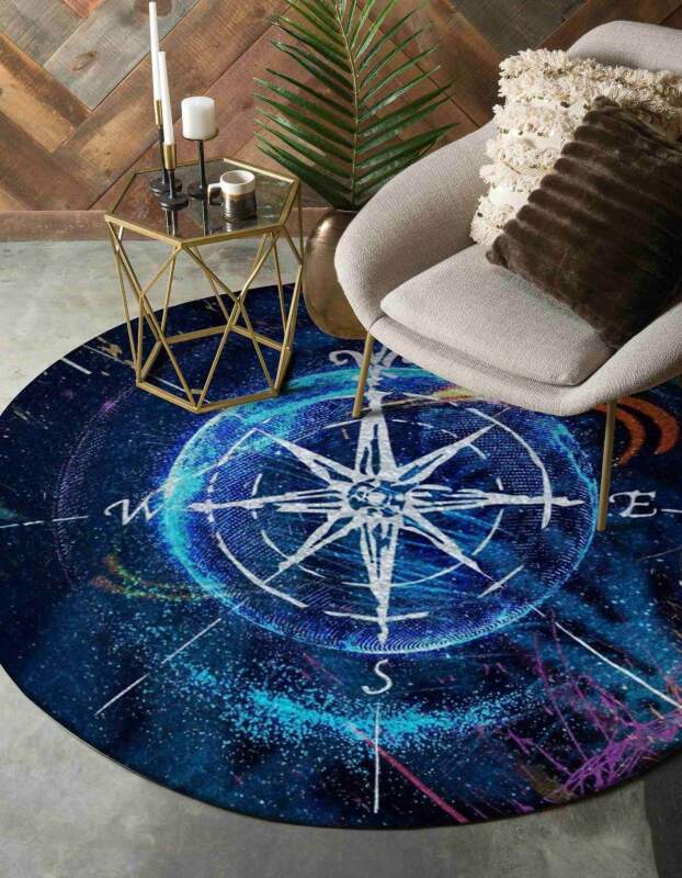 Compass Limited Edition Round Rug Carpet Bedroom Livingroom Home Decor