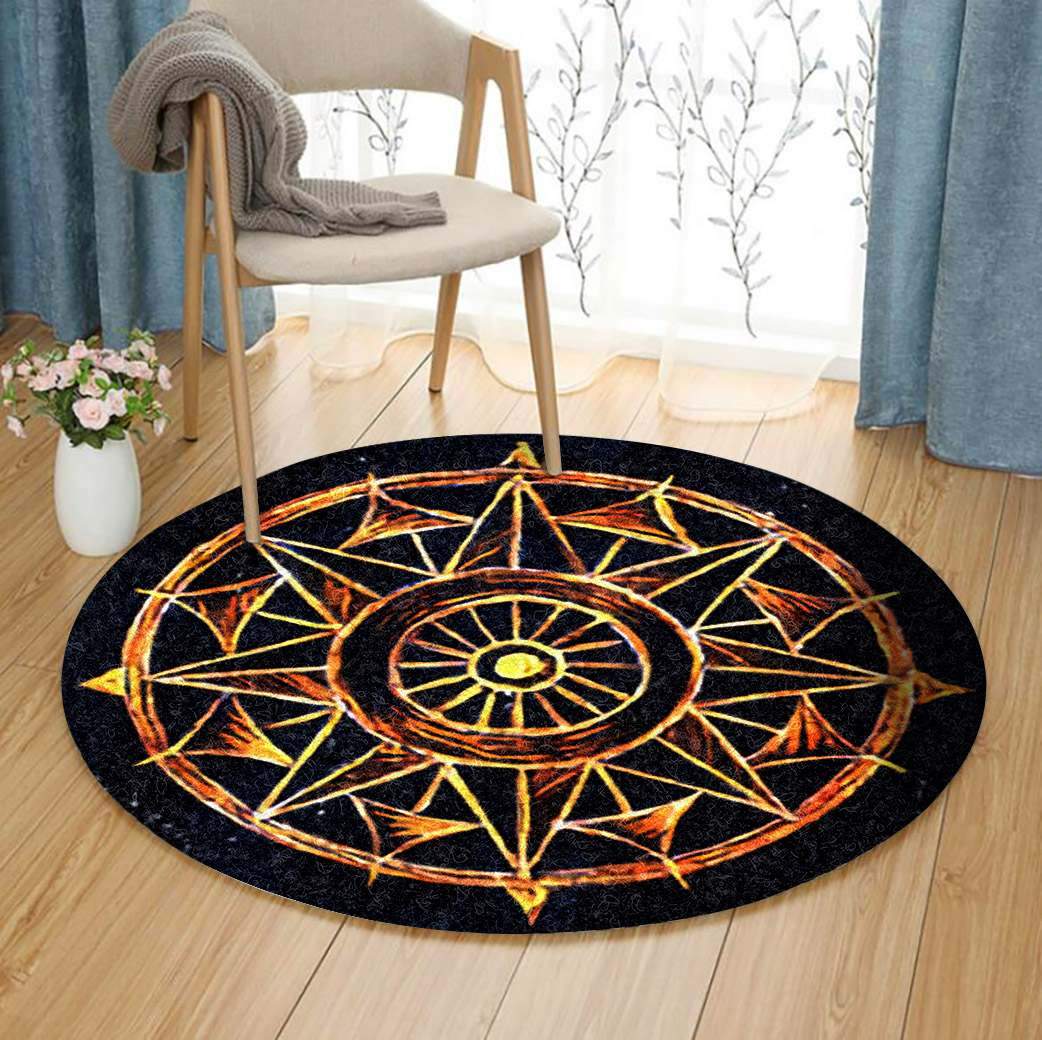 Compass Limited Edition Round Rug Carpet Bedroom Livingroom Home Decor