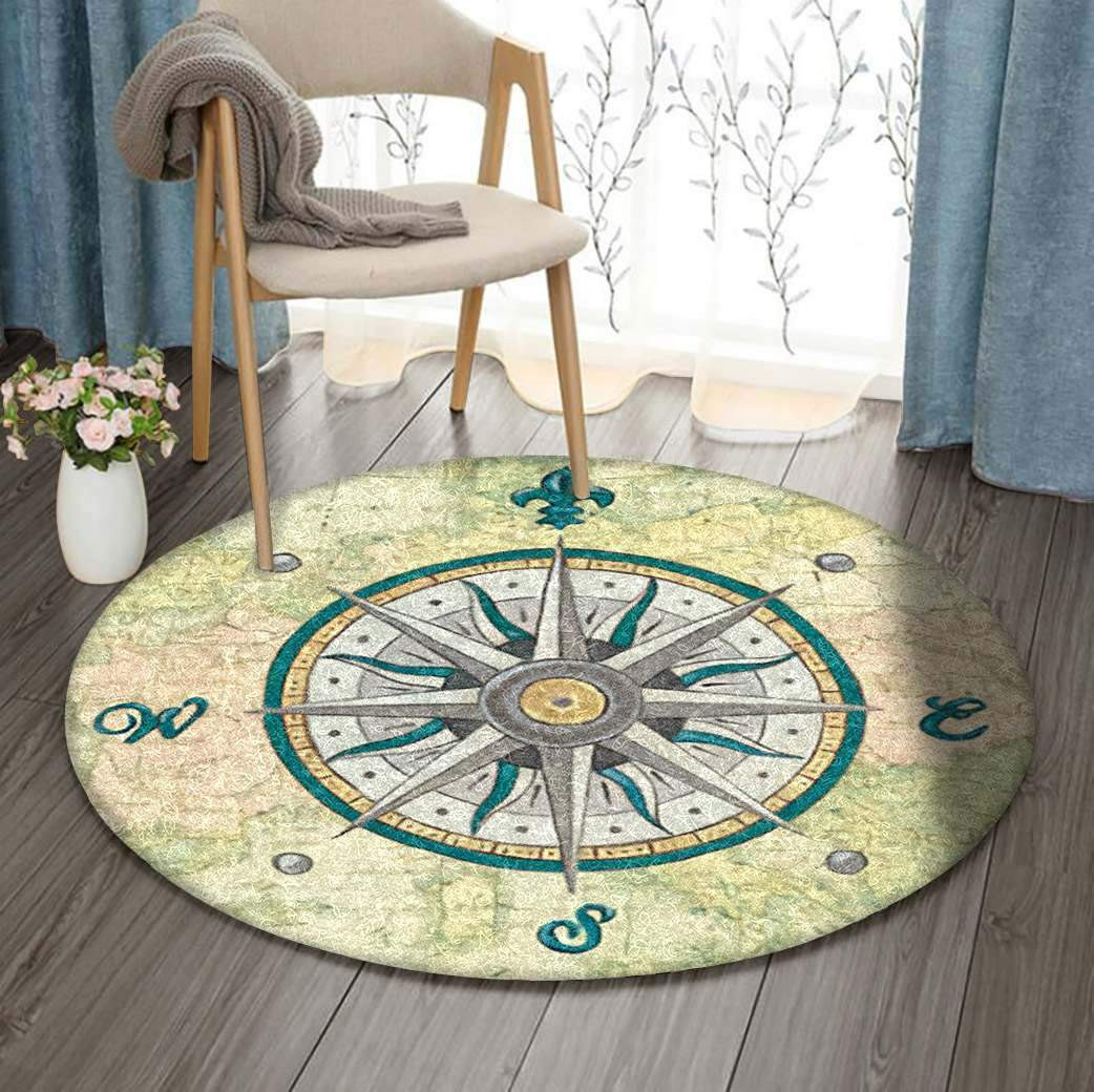 Compass Limited Edition Round Rug Carpet Bedroom Livingroom Home Decor