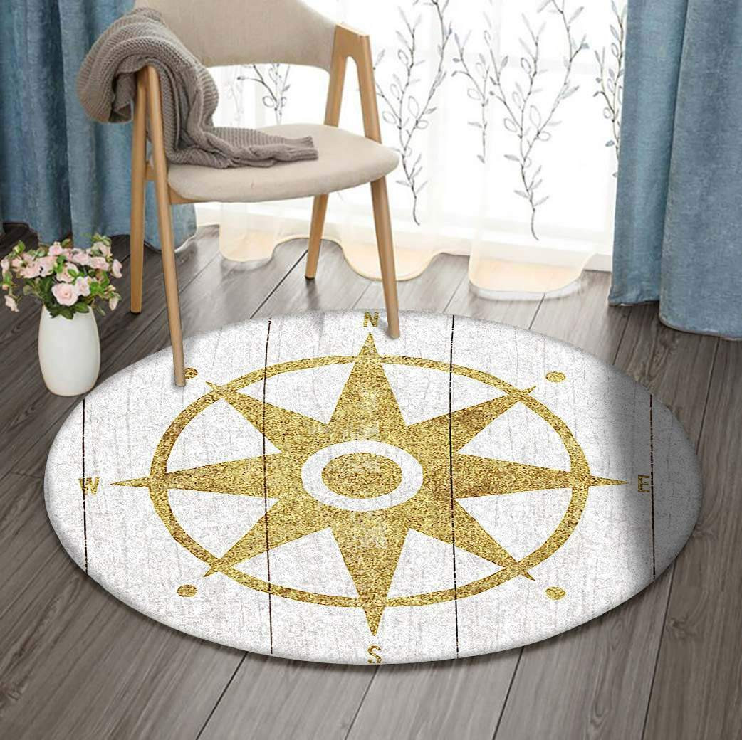 Compass Limited Edition Round Rug Carpet Bedroom Livingroom Home Decor