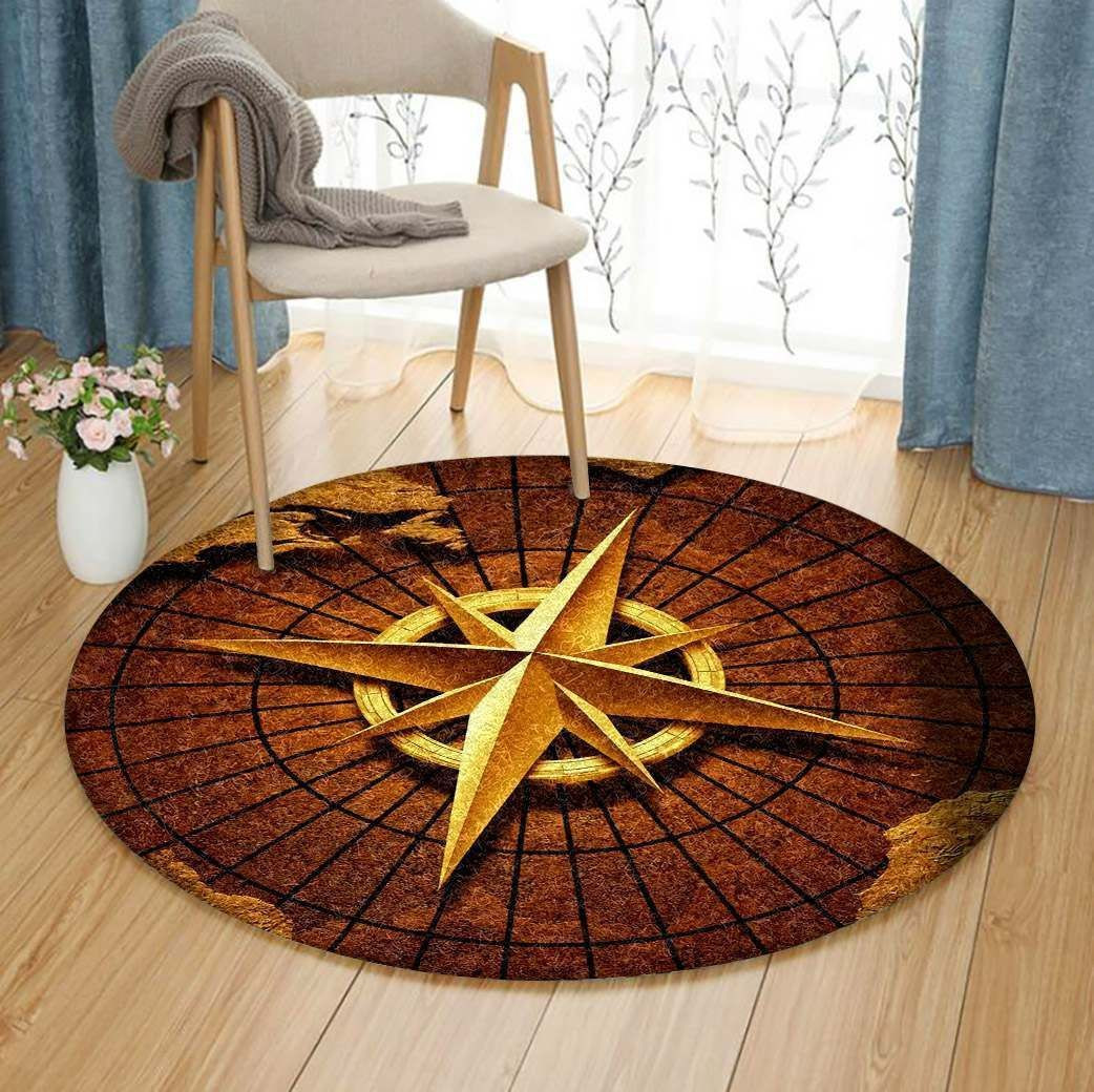 Compass Pattern Round Rug Carpet Bedroom Livingroom Home Decor