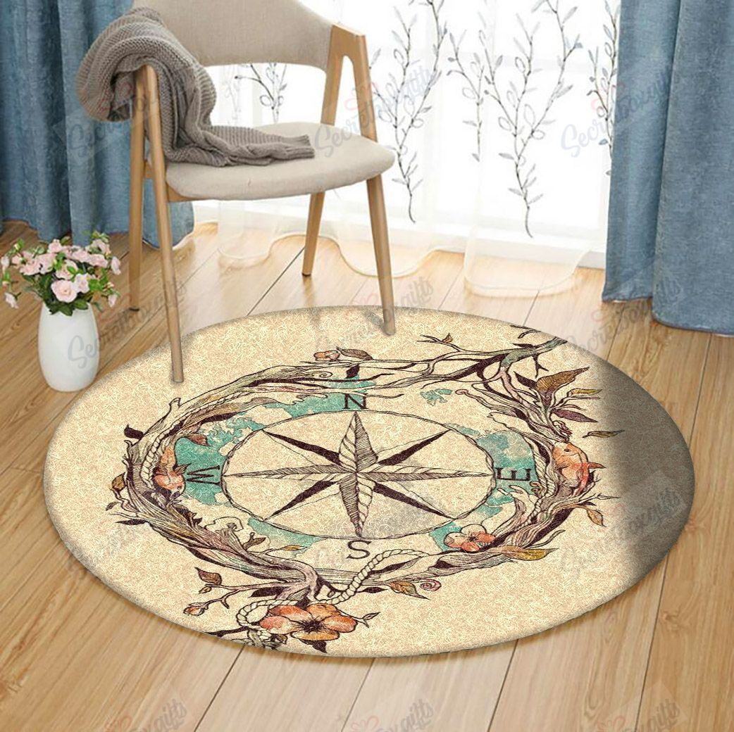 Compass Round Rug Carpet Bedroom Livingroom Home Decor
