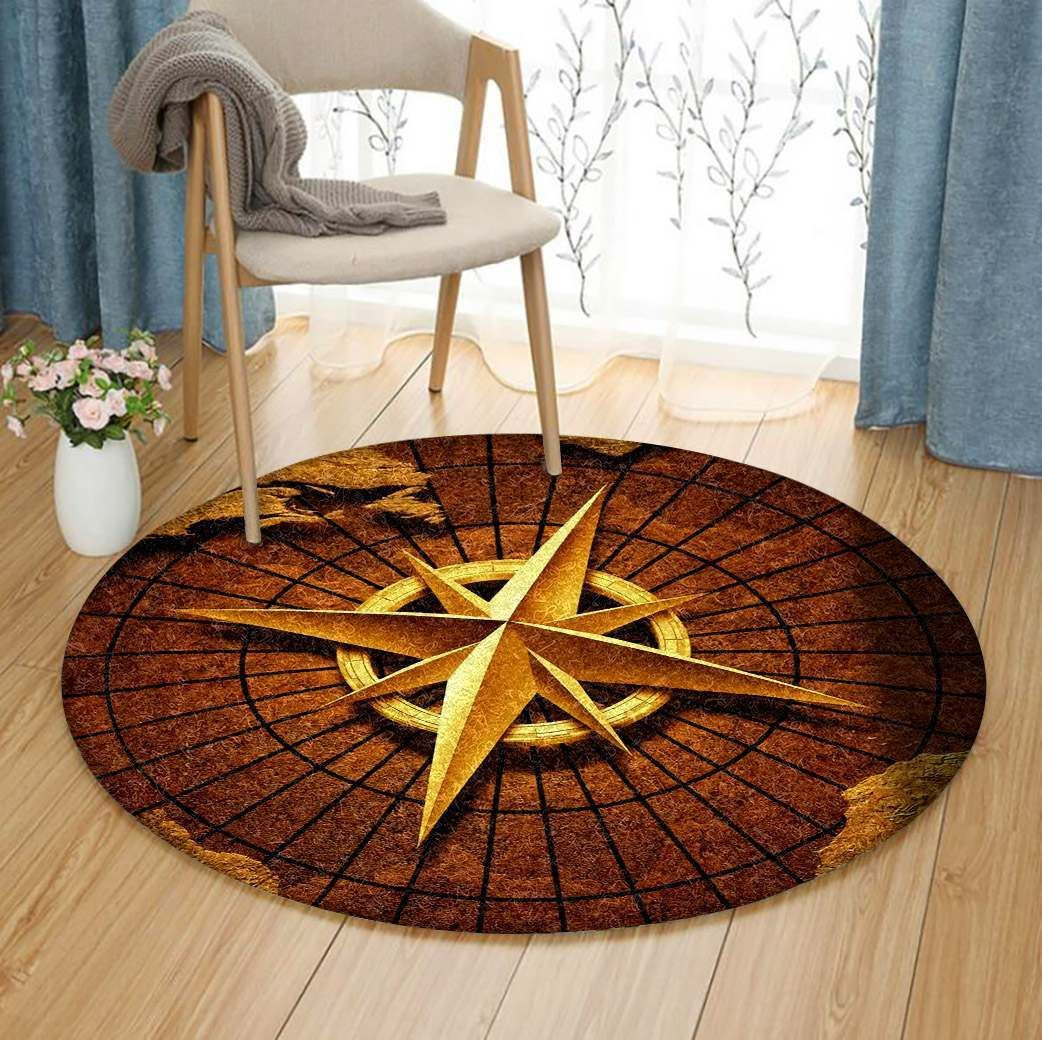 Compass Round Rug Carpet Bedroom Livingroom Home Decor