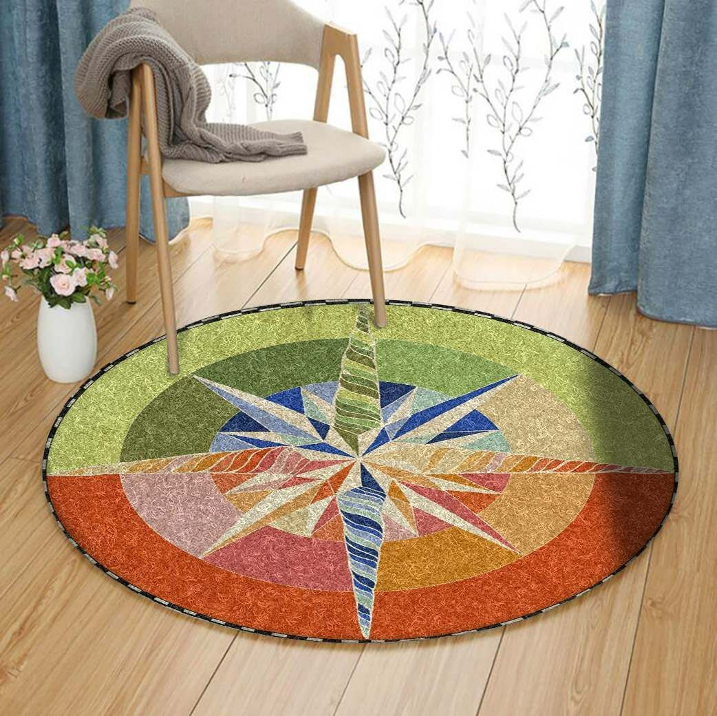 Compass Round Rug Carpet Bedroom Livingroom Home Decor