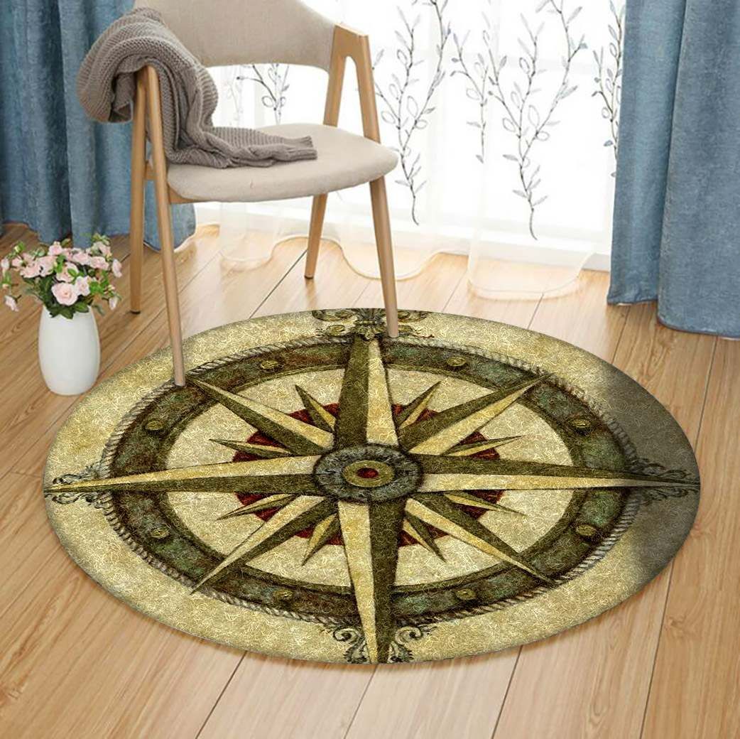 Compass Round Rug Carpet Bedroom Livingroom Home Decor