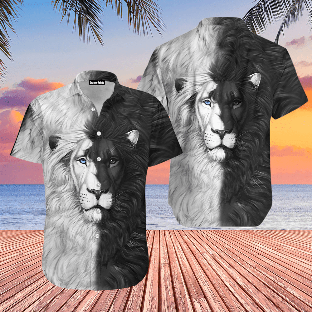 Contrast Color Lion Hawaiian Shirt