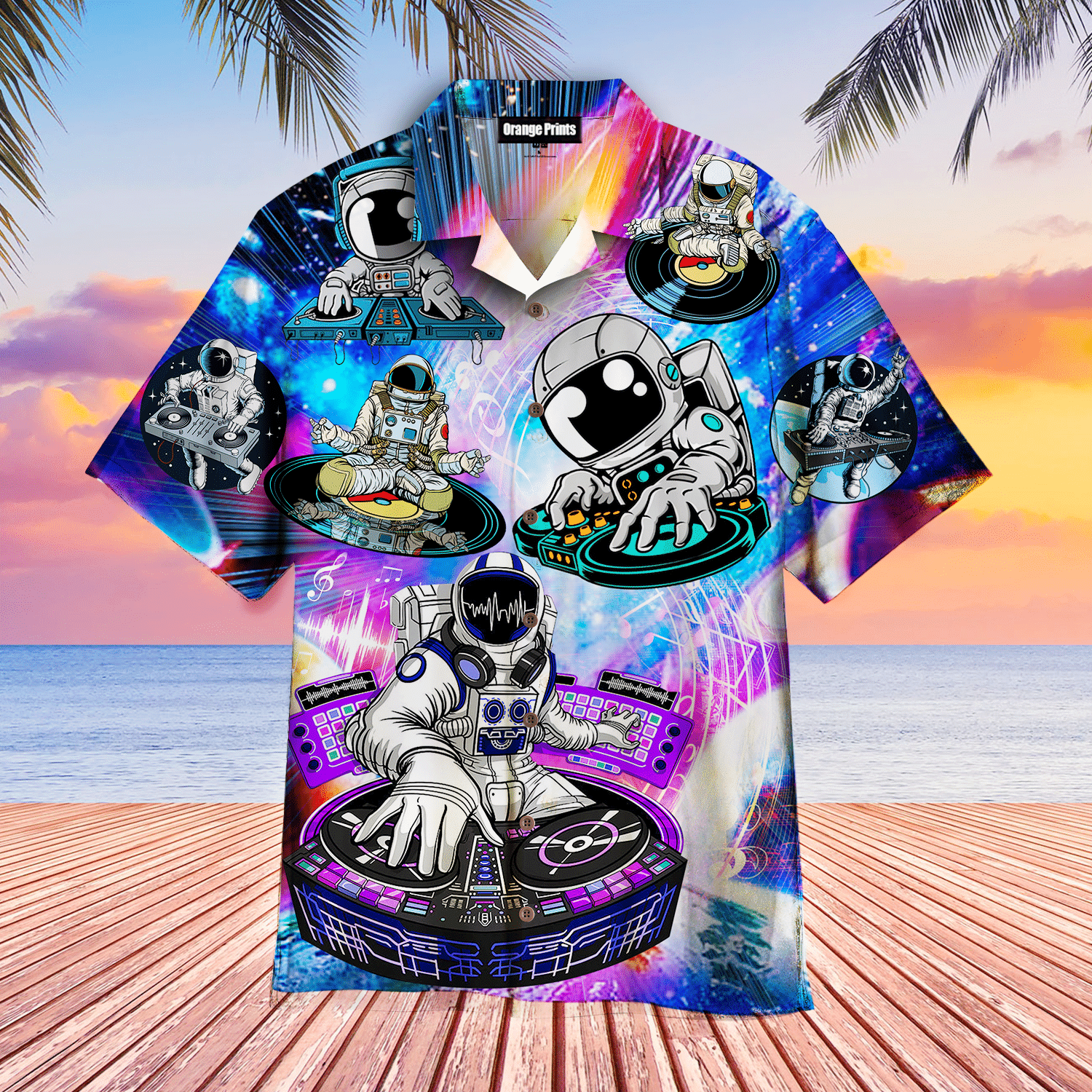 Cool Astronaut DJ Music Party Hawaiian Shirt