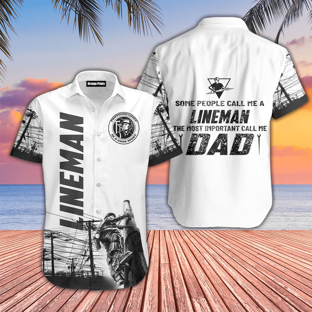 Cool Black White Lineman Hawaiian Shirt