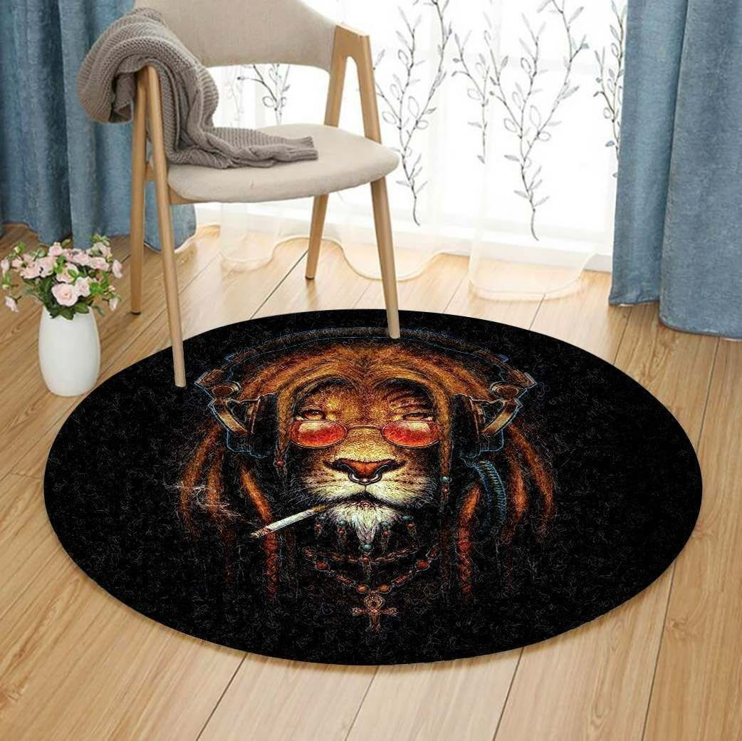 Cool Lion Round Rug Carpet Bedroom Livingroom Home Decor