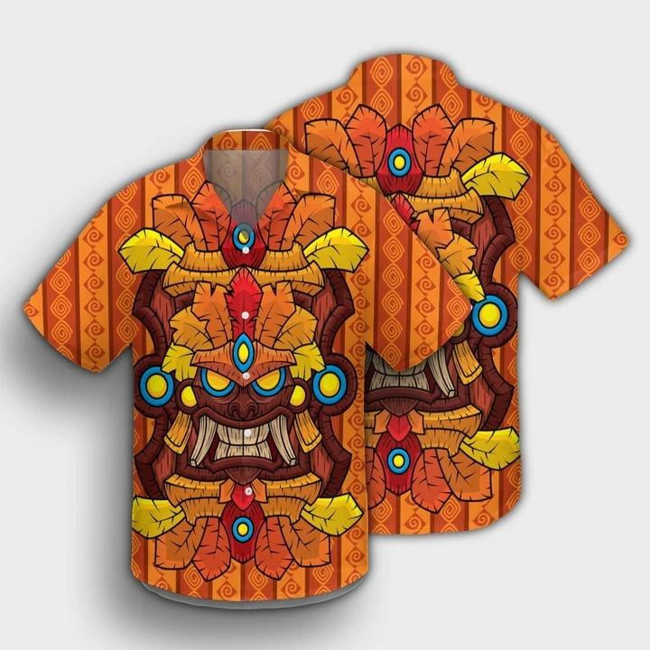 Cool Tiki Orange Hawaiian Shirt
