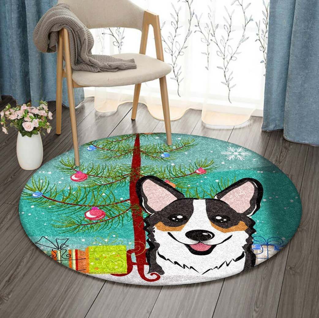 Corgi Christmas Round Rug Carpet Bedroom Livingroom Home Decor