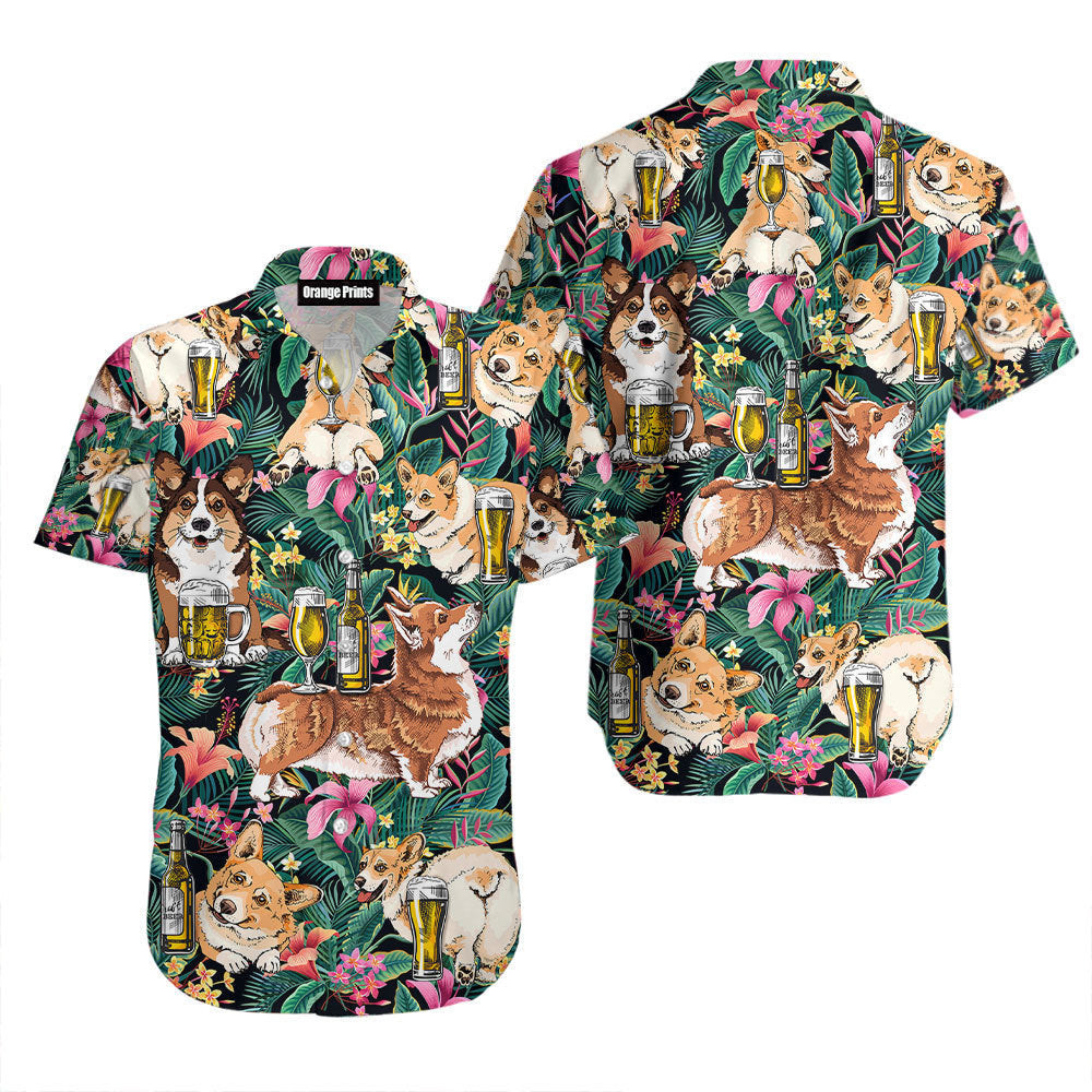 Corgi Dog Dog Drink Beer Hawaiian Shirt