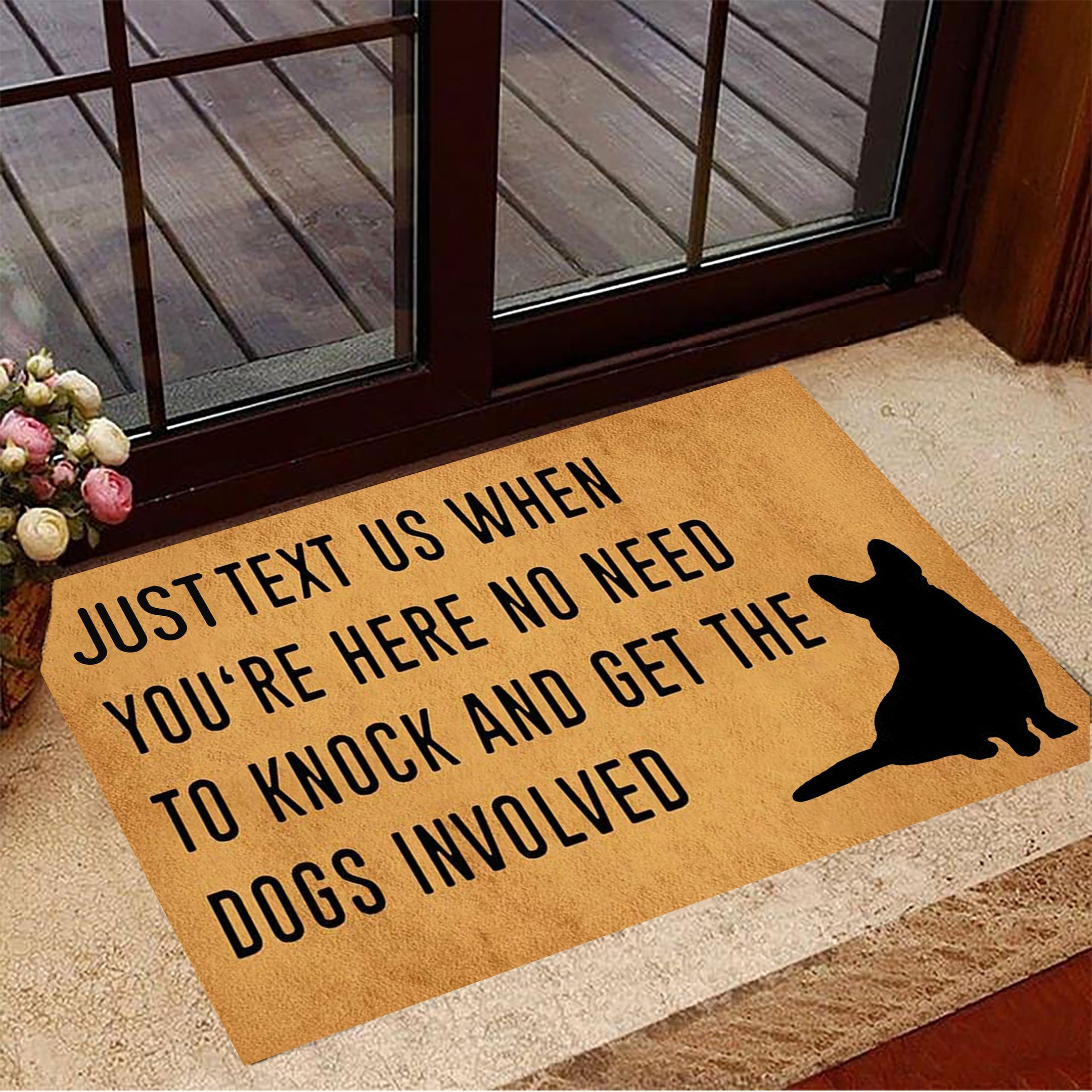 Corgi Just Text Us When You're Here Rubber Doormat Funny Dog Rubber Doormat Gift For Corgi Lovers Dog Owner